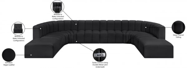 Arc 161" Vegan Leather Upholstered 10pc. Modular Sectional