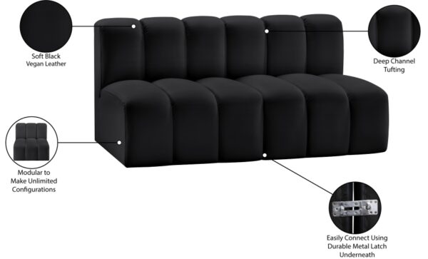 Arc 60" Vegan Leather Upholstered 2pc. Modular Sectional