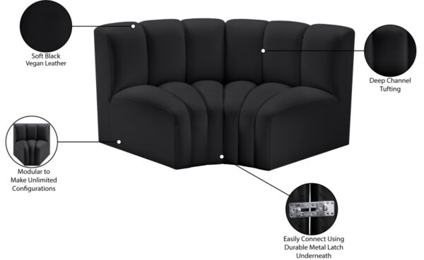 Arc 60" Vegan Leather Upholstered 2pc. Modular Sectional