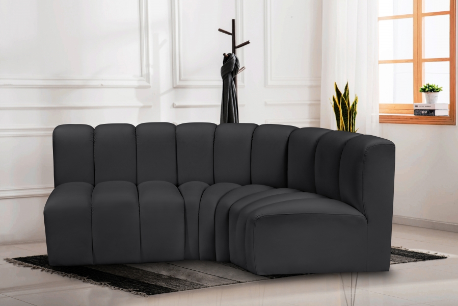 Arc 84" Vegan Leather Upholstered 3pc. Modular Sectional