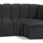 Arc 84" Vegan Leather Upholstered 3pc. Modular Sectional