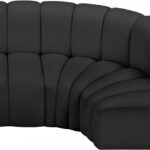 Arc 84" Vegan Leather Upholstered 3pc. Modular Sectional