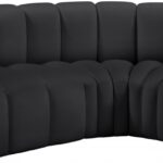 Arc 84" Vegan Leather Upholstered 3pc. Modular Sectional