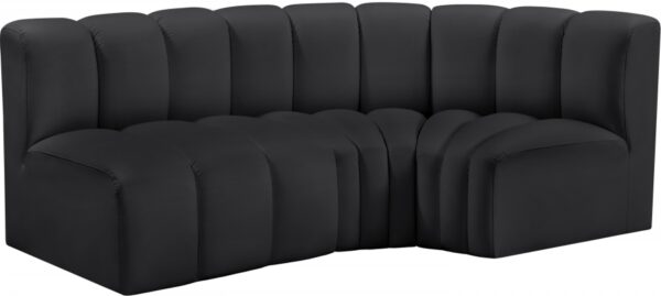 Arc 84" Vegan Leather Upholstered 3pc. Modular Sectional