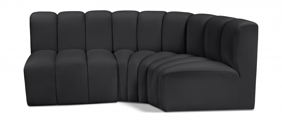 Arc 84" Vegan Leather Upholstered 3pc. Modular Sectional