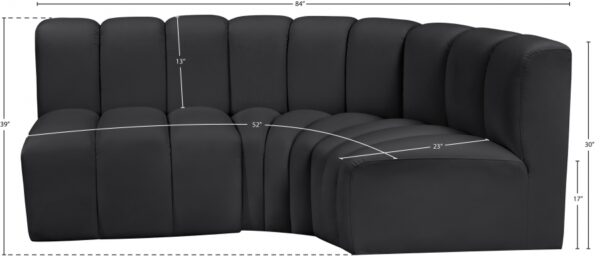 Arc 84" Vegan Leather Upholstered 3pc. Modular Sectional