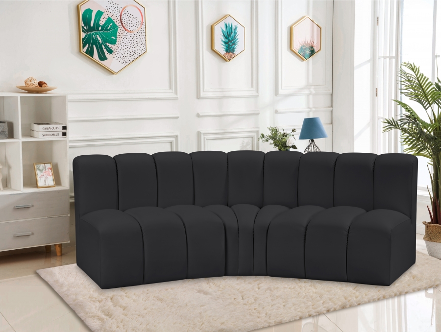 Arc 86" Vegan Leather Upholstered 3pc. Modular Sectional