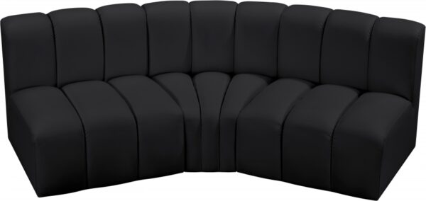 Arc 86" Vegan Leather Upholstered 3pc. Modular Sectional