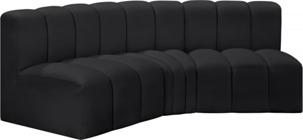 Arc 86" Vegan Leather Upholstered 3pc. Modular Sectional