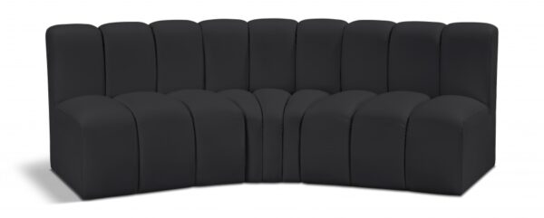 Arc 86" Vegan Leather Upholstered 3pc. Modular Sectional