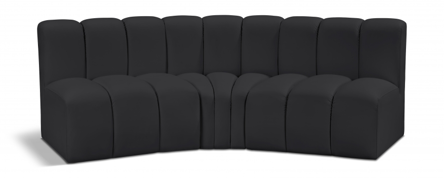 Arc 86" Vegan Leather Upholstered 3pc. Modular Sectional