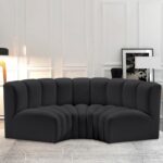 Arc 80" Vegan Leather Upholstered 3pc. Modular Sectional