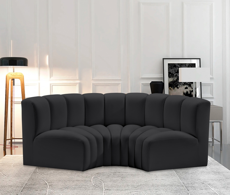 Arc 80" Vegan Leather Upholstered 3pc. Modular Sectional