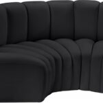 Arc 80" Vegan Leather Upholstered 3pc. Modular Sectional