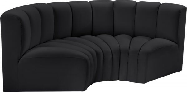 Arc 80" Vegan Leather Upholstered 3pc. Modular Sectional