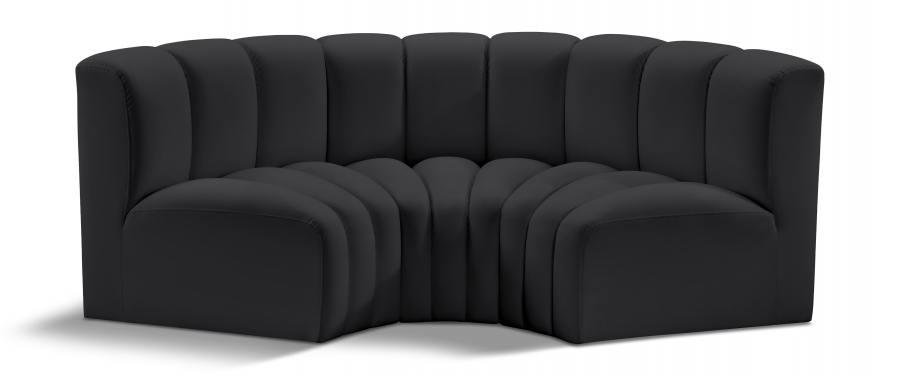 Arc 80" Vegan Leather Upholstered 3pc. Modular Sectional