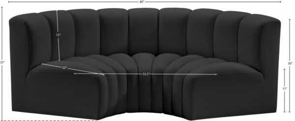 Arc 80" Vegan Leather Upholstered 3pc. Modular Sectional