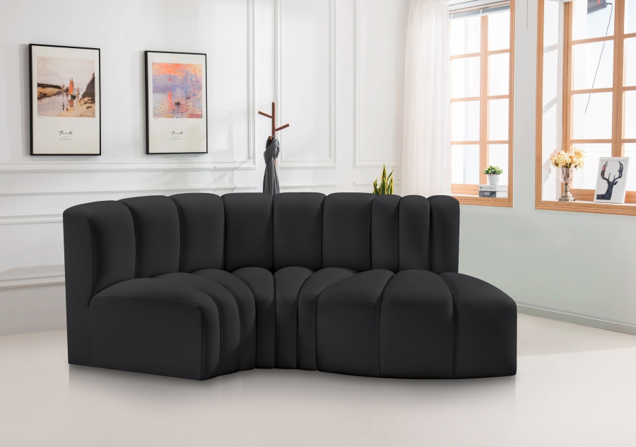 Arc 70" Vegan Leather Upholstered 3pc. Modular Sectional