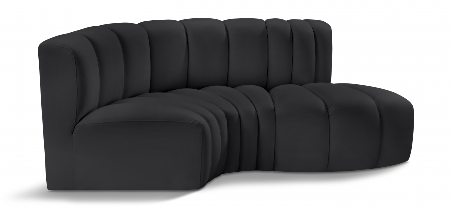 Arc 70" Vegan Leather Upholstered 3pc. Modular Sectional