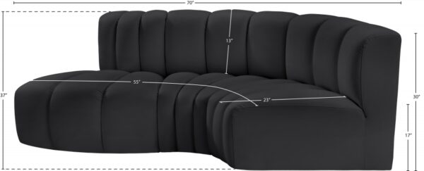 Arc 70" Vegan Leather Upholstered 3pc. Modular Sectional