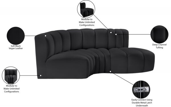 Arc 70" Vegan Leather Upholstered 3pc. Modular Sectional