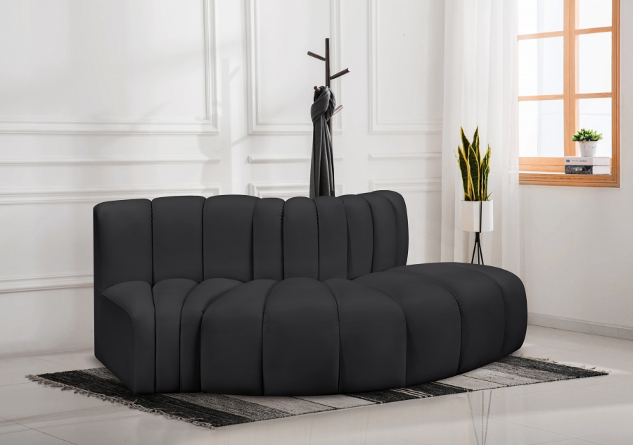 Arc 77" Vegan Leather Upholstered 3pc. Modular Sectional