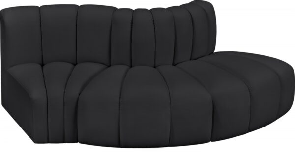 Arc 77" Vegan Leather Upholstered 3pc. Modular Sectional
