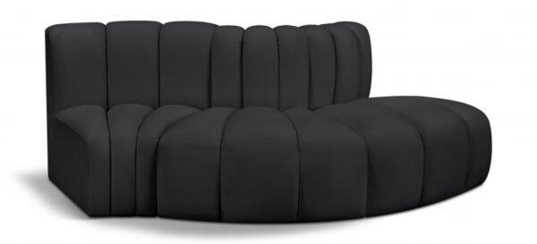 Arc 77" Vegan Leather Upholstered 3pc. Modular Sectional