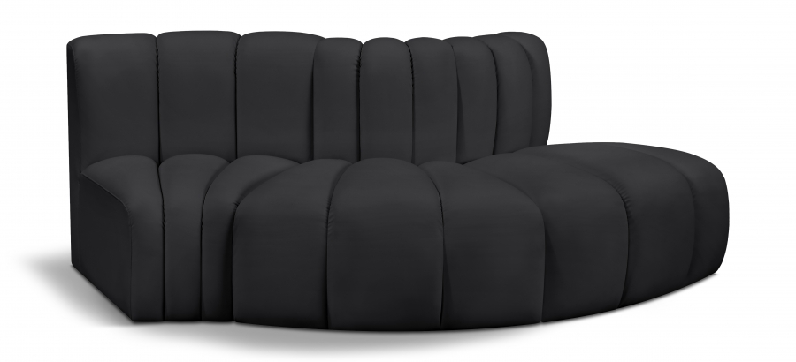 Arc 77" Vegan Leather Upholstered 3pc. Modular Sectional