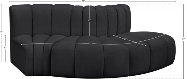 Arc 77" Vegan Leather Upholstered 3pc. Modular Sectional