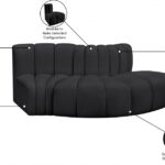 Arc 77" Vegan Leather Upholstered 3pc. Modular Sectional