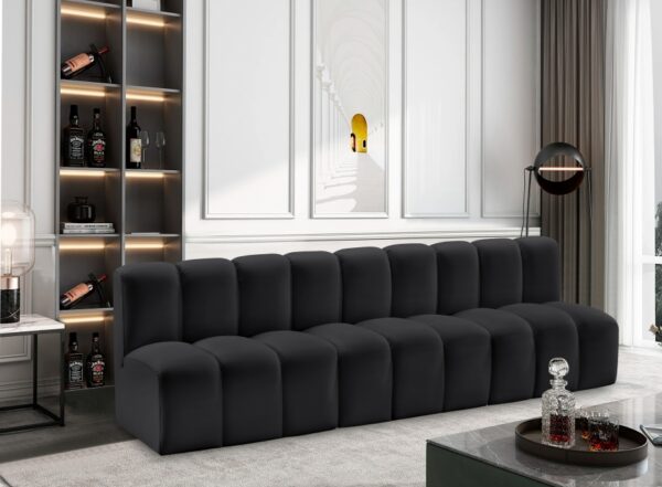 Arc 89.5" Vegan Leather Upholstered 3pc. Modular Sectional