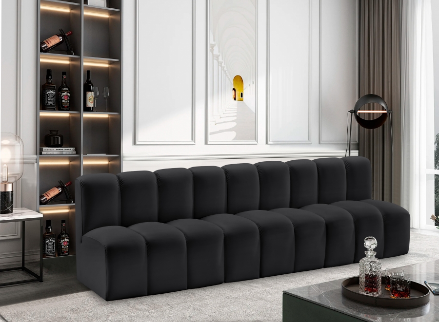 Arc 89.5" Vegan Leather Upholstered 3pc. Modular Sectional