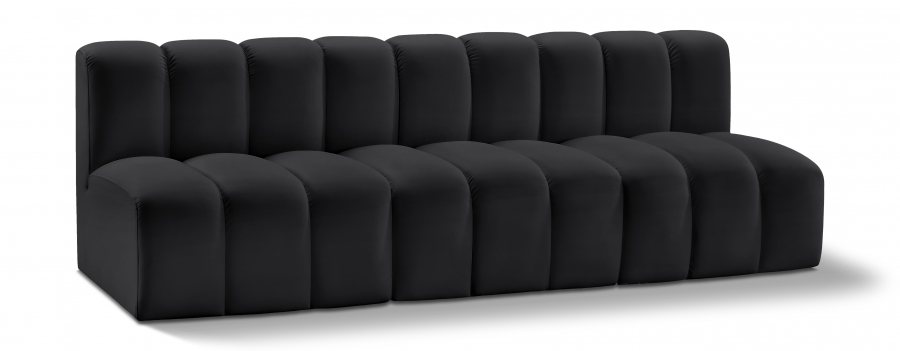 Arc 89.5" Vegan Leather Upholstered 3pc. Modular Sectional