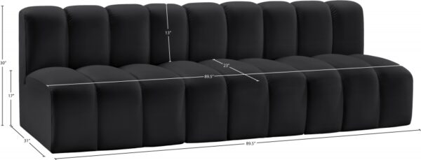 Arc 89.5" Vegan Leather Upholstered 3pc. Modular Sectional