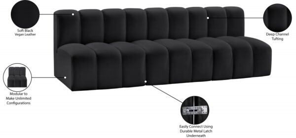 Arc 89.5" Vegan Leather Upholstered 3pc. Modular Sectional