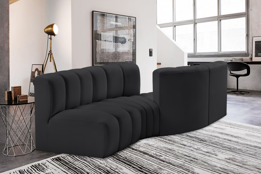 Arc 108" Vegan Leather Upholstered 4pc. Modular Sectional