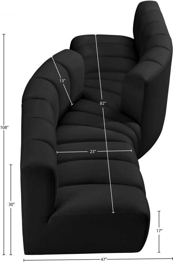 Arc 108" Vegan Leather Upholstered 4pc. Modular Sectional