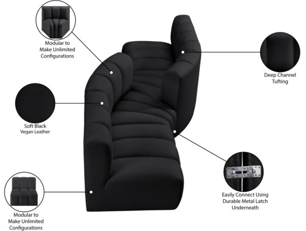 Arc 108" Vegan Leather Upholstered 4pc. Modular Sectional