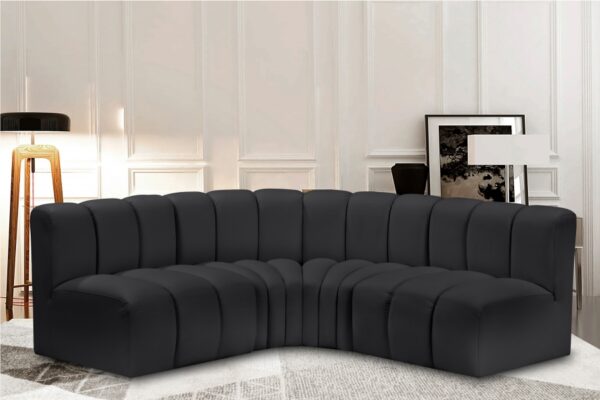 Arc 103" Vegan Leather Upholstered 4pc. Modular Sectional