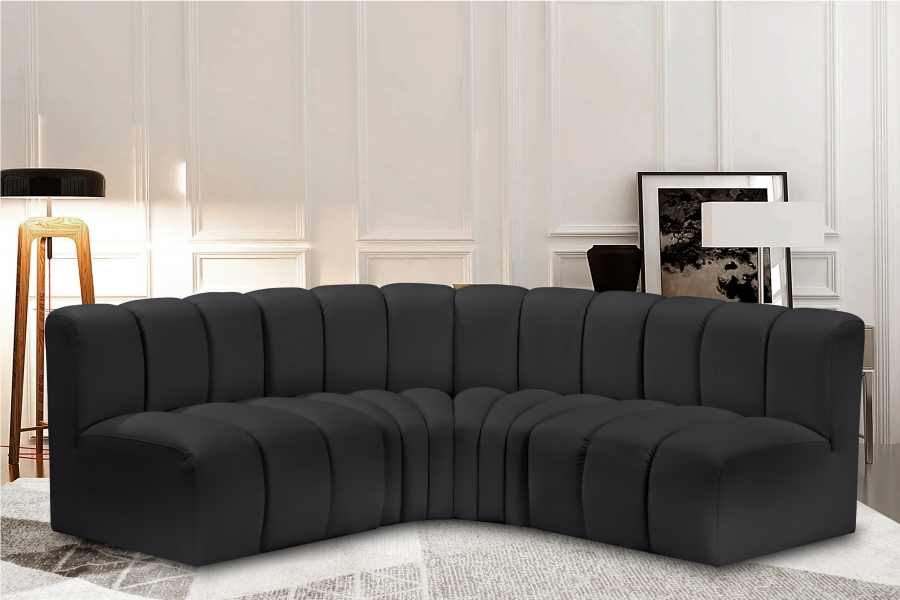 Arc 103" Vegan Leather Upholstered 4pc. Modular Sectional