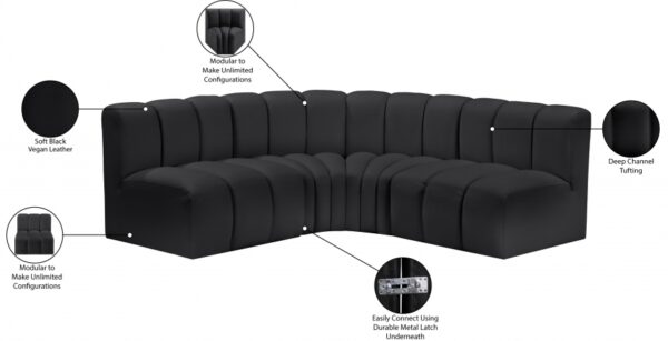 Arc 103" Vegan Leather Upholstered 4pc. Modular Sectional