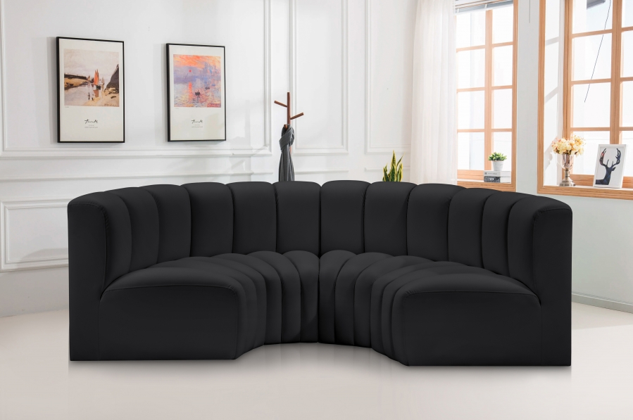 Arc 88" Vegan Leather Upholstered 4pc. Modular Sectional