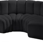 Arc 88" Vegan Leather Upholstered 4pc. Modular Sectional