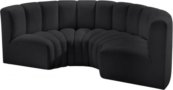Arc 88" Vegan Leather Upholstered 4pc. Modular Sectional