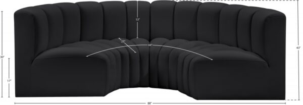Arc 88" Vegan Leather Upholstered 4pc. Modular Sectional