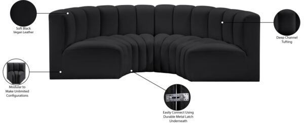 Arc 88" Vegan Leather Upholstered 4pc. Modular Sectional