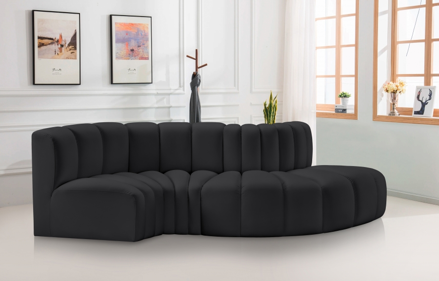 Arc 104" Vegan Leather Upholstered 4pc. Modular Sectional