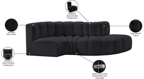 Arc 104" Vegan Leather Upholstered 4pc. Modular Sectional