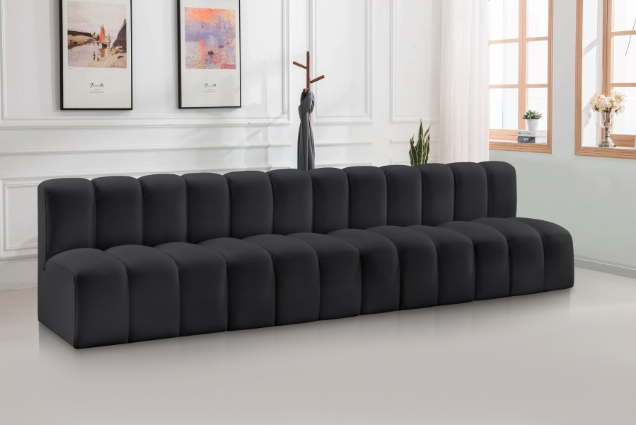 Arc 119" Vegan Leather Upholstered 4pc. Modular Sectional